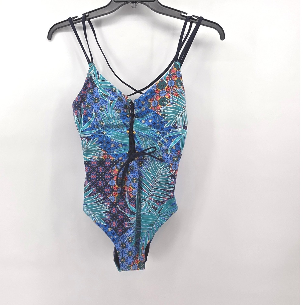 Skinny Dippers Miraclesuit Millefiore Suga Babe Swimsuit Blue Floral Womens  L